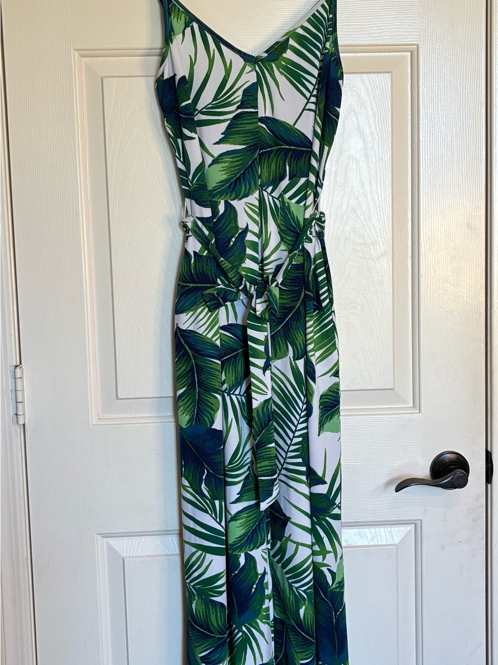 VENUS Blue and Green Palm Leaf Maxi Dress